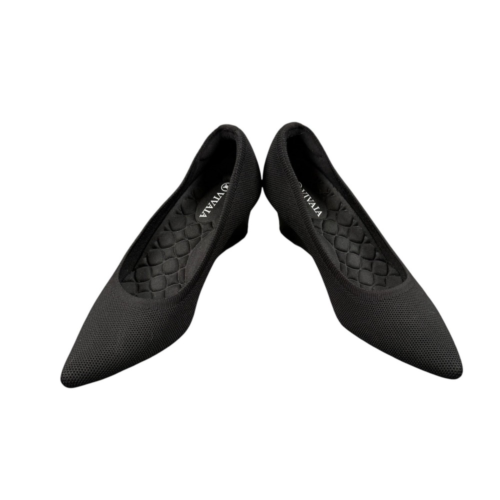 Vivaia Aria Pointed Toe Wedge Pumps Knit Black Comfort Casual EU 36 US 5.5